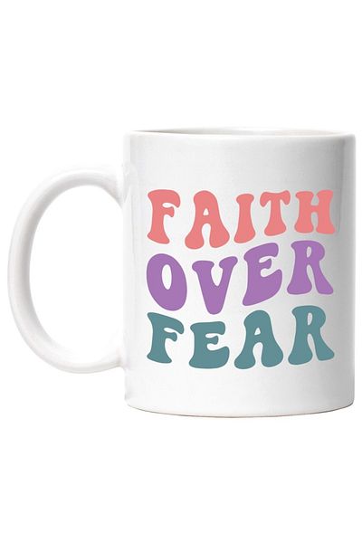 INOVATIX Personalized white mug, English inscription Faith over fear - faith over fear, INOVATIX®. 330ml