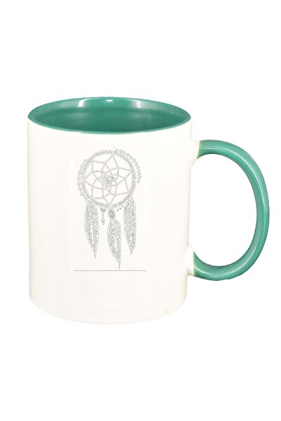 INOVATIX Cană albă personalizată, Captor de vise, interior verde, D261, INOVA...