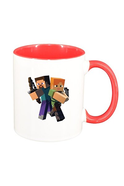 INOVATIX Cana alba personalizata, Minecraft, interior rosu, D1470, INOVATIX®....