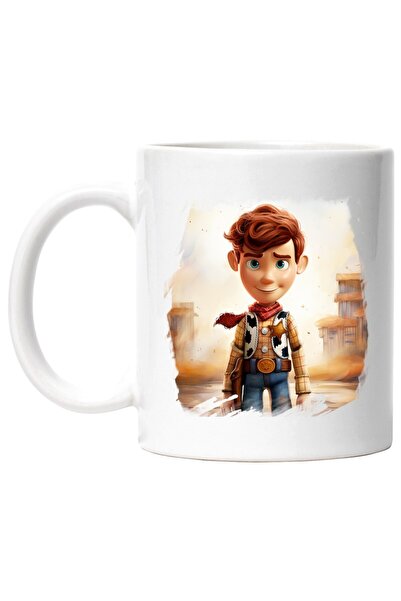 INOVATIX Cană albă personalizată, Woody, Cowboy, Serif, Insigna, Toy Story, C...