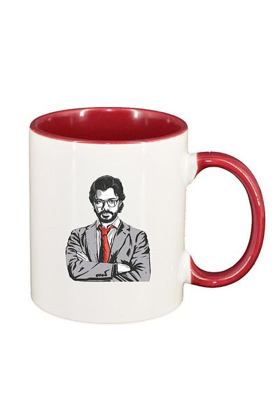INOVATIX Personalized white mug, La Casa De Papel, dark red interior, D1489, INOVATIX®. 330ml