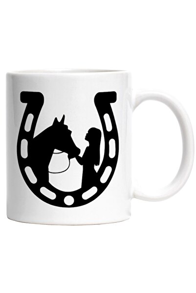 INOVATIX Cana alba personalizata, pentru iubitoarele de cai - potcoava echita...