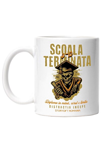 INOVATIX Cana alba personalizata, scheleet absolvent scoala s-a terminat dist...