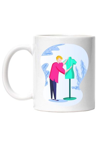 INOVATIX Personalized white mug, Design, Tailoring, Mannequin, Measurement, INOVATIX®. 330ml