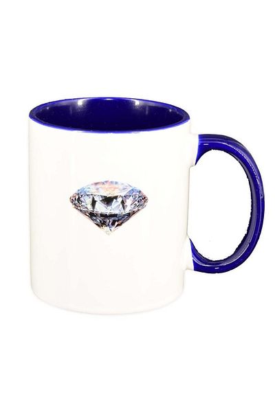 INOVATIX Cana alba personalizata, Diamond, interior albastru inchis, D325, INOVATIX®. 330ml