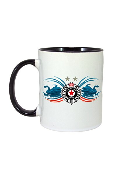 INOVATIX Cana Alba Personalizata, Fk Partizan Serbia, Maner Si Interior Negru...