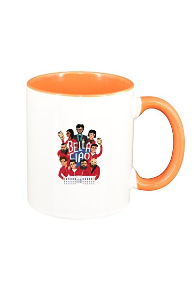 INOVATIX Cana alba personalizata, La casa de papel, interior portocaliu, D150...