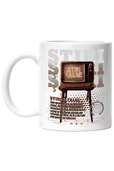 INOVATIX Cana alba personalizata, televizor vintige stiri false digitalizare, INOVATIX®. 330ml