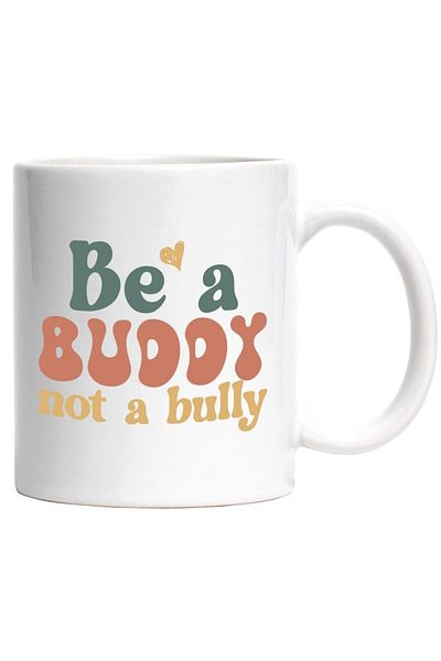 INOVATIX Personalized white mug, message urging you to be a friend, not an aggressor, INOVATIX®. 330ml