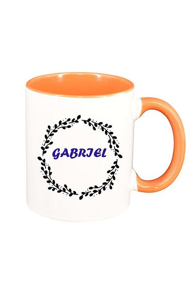 INOVATIX Personalized white mug, Name, orange interior, D1078, INOVATIX®. 330ml