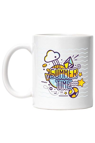 INOVATIX Personalized white mug, Message in English Summer Time, Cloud, Ball Stars, Kite, INOVATIX®. 330ml