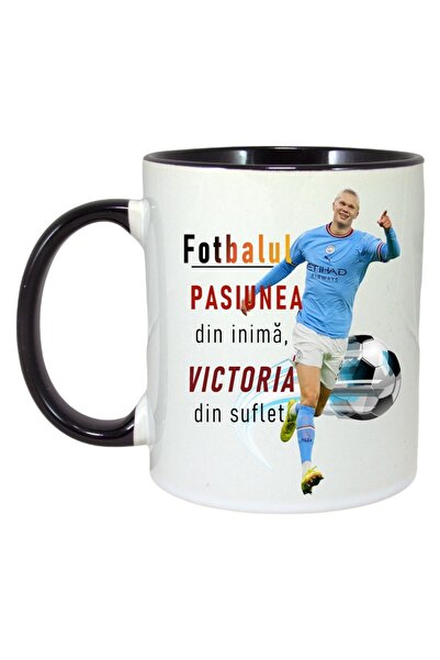 INOVATIX Cana Alba Personalizata, Erling Pasiune, Maner Si Interior Negru, ®....