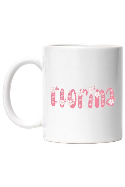INOVATIX Personalized white mug, Name Florina, Flowers, Colorful, Pink, Cute, INOVATIX®. 330ml