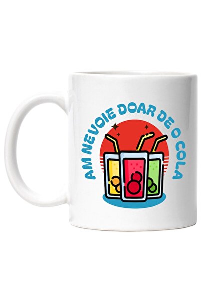 INOVATIX Cana alba personalizata, Pahare De Suc Colorate Am Nevoie e o Cola, Distractie, INOVATIX®. 330ml