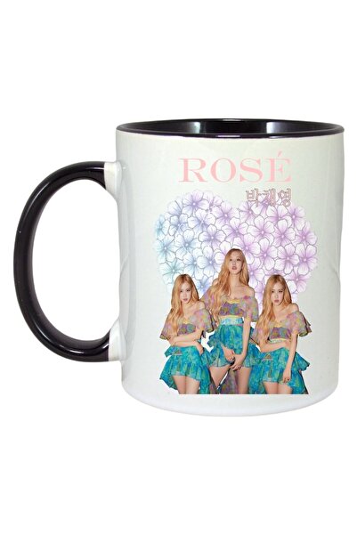 INOVATIX Cana Alba Personalizata, Formatia/trupa Rose 3, Maner Si Interior Negru, ®. 330ml