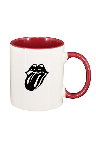 INOVATIX Personalized white mug, Lips, red interior, heart handle, D330, INOVATIX®. 330ml