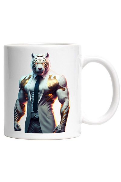 INOVATIX Cana alba personalizata, Tigru, Fantasy, Costum, Business, Animal, Muschi, INOVATIX®. 330ml