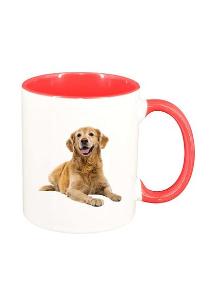 INOVATIX Personalized white mug, Dog, red interior, D201, INOVATIX®. 330ml