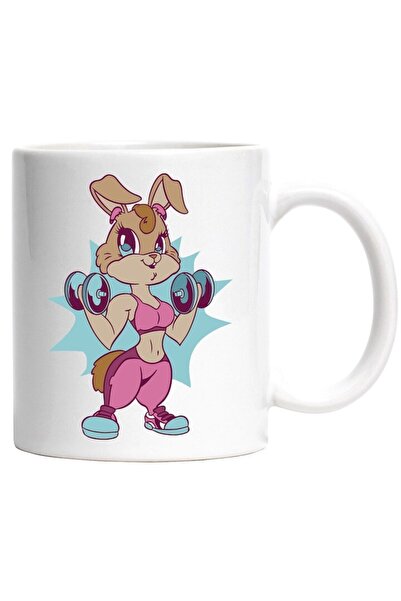 INOVATIX Cana alba personalizata, Iepure, Greutati, Gym, Fitness, Iubitori de...