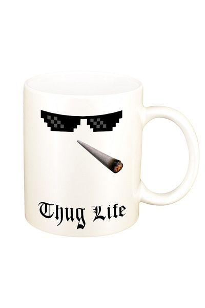 INOVATIX Personalized white mug, personalized, Thug Life, white pearl, INOVATIX®. 330ml