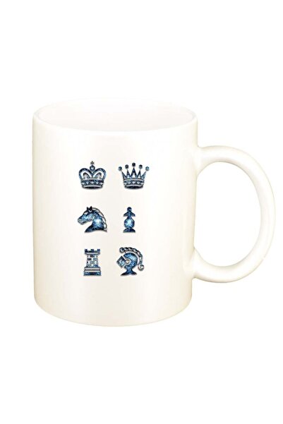 INOVATIX Cană albă personalizată, figurine de șah, D975, INOVATIX®. 330ml