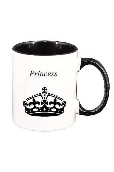 INOVATIX Personalized white mug, Princess, black interior, D914, INOVATIX®. 330ml