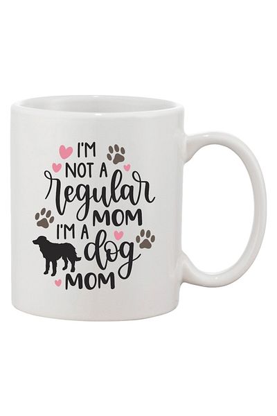 INOVATIX Cana alba personalizata, personalizata 'I'm not a regular mom I'm a dog mom'a, INOVATIX®. 330ml