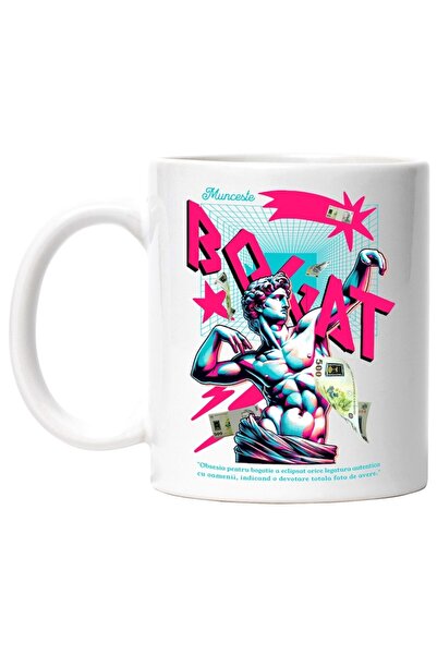 INOVATIX Cana alba personalizata, Bogat - Statuie si Bani Romanesti Zburand, ...