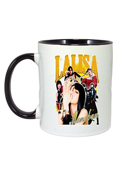 INOVATIX Cana Alba Personalizata, Formatia/trupa Lalisa, Maner Si Interior Negru, ®. 330ml