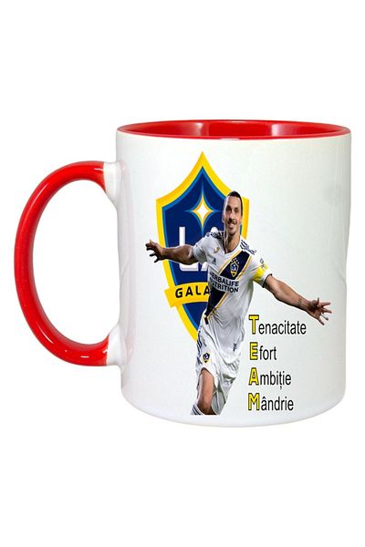 INOVATIX Cana Alba Personalizata, Zlatan Ibra Team, Maner Si Interior Rosu, ®. 330ml