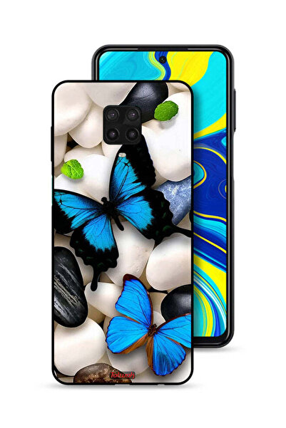 Tolwak غطاء حماية لهاتف شاومي ريدمي نوت 9 برو بنقشة فراشات على الحجارة