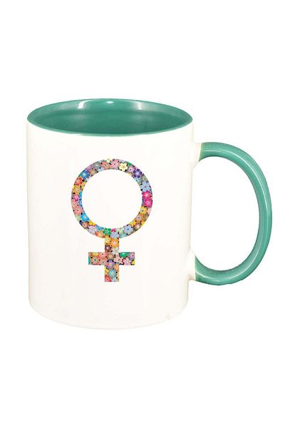 INOVATIX Cana alba personalizata, FLowery Gender Sign, interior verde, D1005, INOVATIX®. 330ml