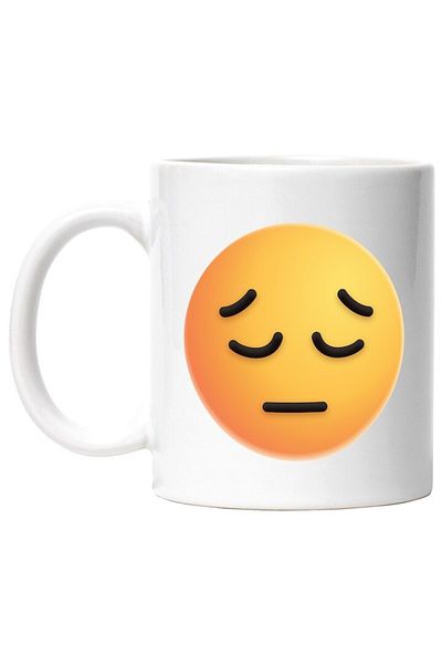 INOVATIX Personalized white mug, Emoticon, Emoji, Upset, Sad Face, INOVATIX®. 330ml