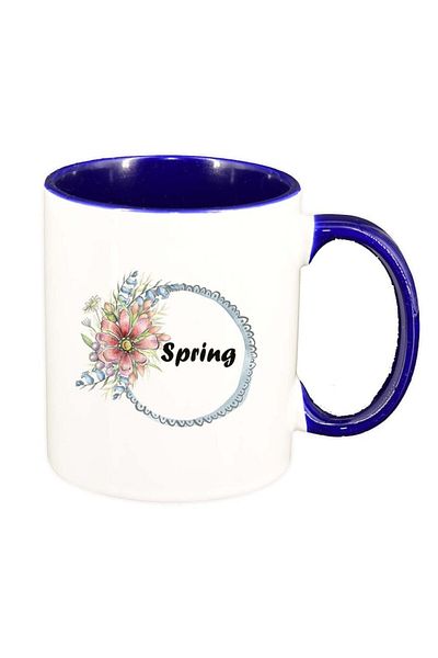 INOVATIX Personalized white mug, Flowers, Spring, dark blue interior, D1036, INOVATIX®. 330ml