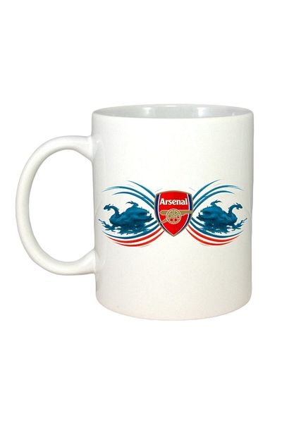 INOVATIX Personalized White Mug, Arsenal Fc England, White Handle and Interior, ®. 330ml