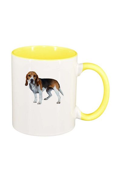 INOVATIX Personalized white mug, Dog, yellow interior, D348, INOVATIX®. 330ml