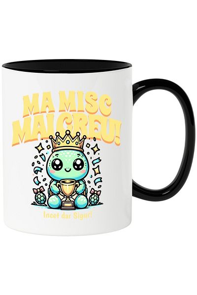 INOVATIX Personalized white mug, Champion Turtle - I move harder, with Black Handle, INOVATIX®. 330ml