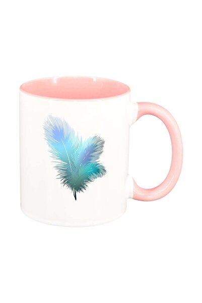 INOVATIX Cană albă personalizată, Feather, interior roz, D230, INOVATIX®. 330ml