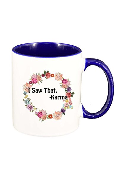 INOVATIX Cana alba personalizata, Flori, Karma..., interior albastru inchis, ...