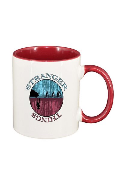 INOVATIX Personalized white mug, Stranger Things, dark red interior, D1301, INOVATIX®. 330ml
