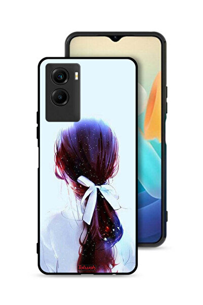 Tolwak غطاء حماية لهاتف Vivo Y55s 5G (2021) بتصميم ربطة شعر مع رباط شعر وفن فتاة