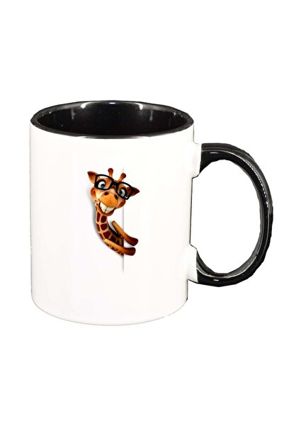 INOVATIX Cana alba personalizata, Girafa, interior negru, D275, INOVATIX®. 330ml