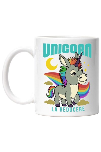 INOVATIX Cana alba personalizata, unicorn la reducere magar animal desene ani...