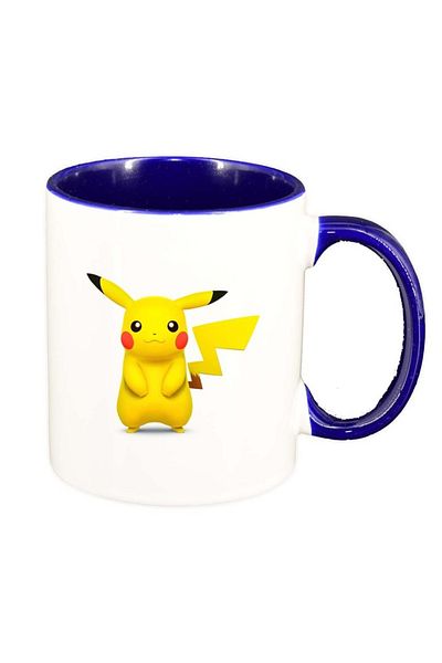 INOVATIX Cana alba personalizata, Pikachu, interior albastru inchis, D319, INOVATIX®. 330ml
