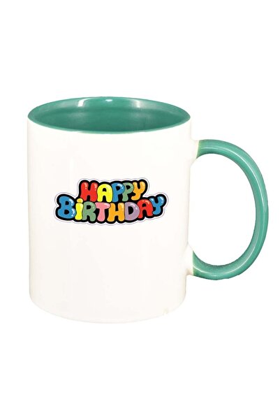 INOVATIX Cană albă personalizată, La mulți ani, interior verde, D388, INOVATI...