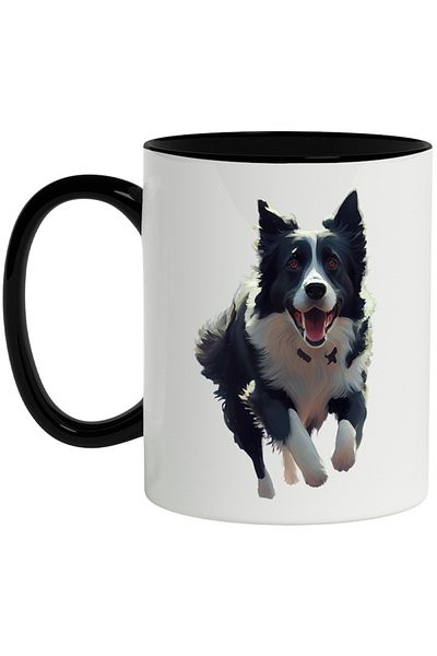 INOVATIX Personalized white mug, Puppy, Fur, Running, Dog Lovers, with Black Handle, INOVATIX®. 330ml