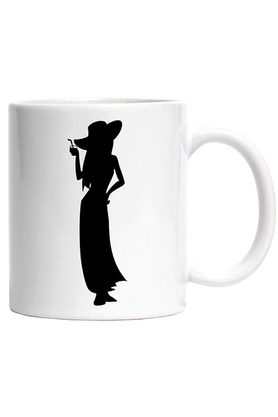 INOVATIX Personalized white mug, a woman with a hat holding a drink in her hand, INOVATIX®. 330ml