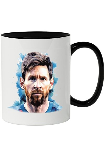 INOVATIX Cana alba personalizata, Lionel Messi, Fotbalist, Jucator, Sportiv, cu Maner Negru, INOVATIX®. 330ml