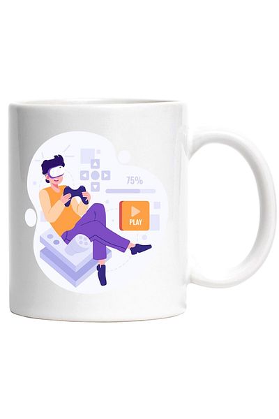 INOVATIX Personalized white mug, Video Games, Console, VR, Joystick, PS, XBOX, INOVATIX®. 330ml