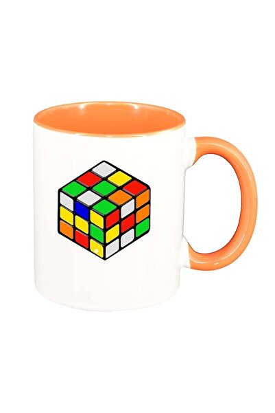 INOVATIX Cana alba personalizata, Cube, interior portocaliu, D386, INOVATIX®....